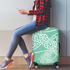 Aotearoa Maori Koru Curves Luggage Cover Silver Ferns - Mint