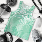 Aotearoa Maori Koru Curves Men Tank Top Silver Ferns - Mint