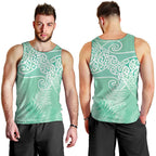 Aotearoa Maori Koru Curves Men Tank Top Silver Ferns - Mint