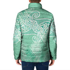 Aotearoa Maori Koru Curves Padded Jacket Silver Ferns - Mint