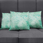 Aotearoa Maori Koru Curves Pillow Cover Silver Ferns - Mint