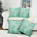 Aotearoa Maori Koru Curves Pillow Cover Silver Ferns - Mint