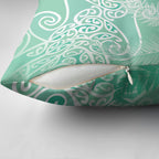 Aotearoa Maori Koru Curves Pillow Cover Silver Ferns - Mint