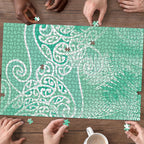 Aotearoa Maori Koru Curves Puzzle Silver Ferns - Mint