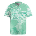 Aotearoa Maori Koru Curves Rugby Jersey Silver Ferns - Mint