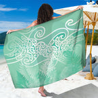 Aotearoa Maori Koru Curves Sarong Silver Ferns - Mint