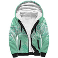 Aotearoa Maori Koru Curves Sherpa Hoodie Silver Ferns - Mint