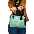 Aotearoa Maori Koru Curves Shoulder Handbag Silver Ferns - Mint