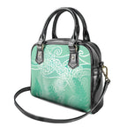 Aotearoa Maori Koru Curves Shoulder Handbag Silver Ferns - Mint