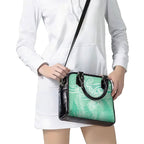 Aotearoa Maori Koru Curves Shoulder Handbag Silver Ferns - Mint