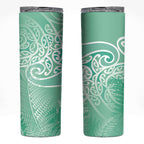 Aotearoa Maori Koru Curves Skinny Tumbler Silver Ferns - Mint