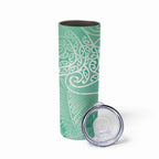 Aotearoa Maori Koru Curves Skinny Tumbler Silver Ferns - Mint