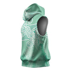 Aotearoa Maori Koru Curves Sleeveless Hoodie Silver Ferns - Mint