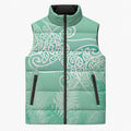 Aotearoa Maori Koru Curves Sleeveless Puffer Jacket Silver Ferns - Mint
