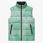 Aotearoa Maori Koru Curves Sleeveless Puffer Jacket Silver Ferns - Mint