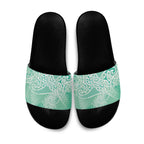 Aotearoa Maori Koru Curves Slide Sandals Silver Ferns - Mint