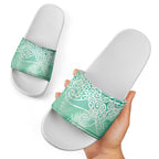 Aotearoa Maori Koru Curves Slide Sandals Silver Ferns - Mint