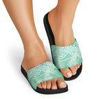 Aotearoa Maori Koru Curves Slide Sandals Silver Ferns - Mint