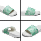 Aotearoa Maori Koru Curves Slide Sandals Silver Ferns - Mint