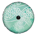 Aotearoa Maori Koru Curves Spare Tire Cover Silver Ferns - Mint