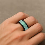 Aotearoa Maori Koru Curves Spinner Ring Silver Ferns - Mint