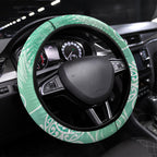 Aotearoa Maori Koru Curves Steering Wheel Cover Silver Ferns - Mint