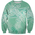 Aotearoa Maori Koru Curves Sweatshirt Silver Ferns - Mint