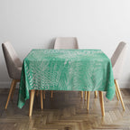 Aotearoa Maori Koru Curves Tablecloth Silver Ferns - Mint