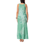 Aotearoa Maori Koru Curves Tank Maxi Dress Silver Ferns - Mint