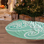 Aotearoa Maori Koru Curves Tree Skirt Silver Ferns - Mint