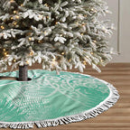 Aotearoa Maori Koru Curves Tree Skirt Silver Ferns - Mint