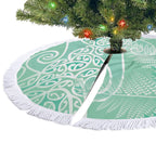 Aotearoa Maori Koru Curves Tree Skirt Silver Ferns - Mint