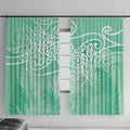 Aotearoa Maori Koru Curves Window Curtain Silver Ferns - Mint