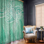 Aotearoa Maori Koru Curves Window Curtain Silver Ferns - Mint