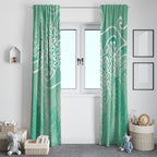 Aotearoa Maori Koru Curves Window Curtain Silver Ferns - Mint