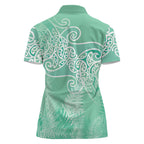Aotearoa Maori Koru Curves Women Polo Shirt Silver Ferns - Mint