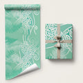 Aotearoa Maori Koru Curves Wrapping Paper Silver Ferns - Mint