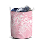 Aotearoa Maori Koru Curves Laundry Basket Silver Ferns - Rose Pink
