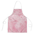 Aotearoa Maori Koru Curves Apron Silver Ferns - Rose Pink