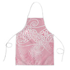 Aotearoa Maori Koru Curves Apron Silver Ferns - Rose Pink