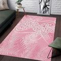 Aotearoa Maori Koru Curves Area Rug Silver Ferns - Rose Pink