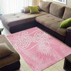 Aotearoa Maori Koru Curves Area Rug Silver Ferns - Rose Pink