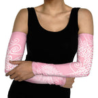 Aotearoa Maori Koru Curves Arm Sleeves Silver Ferns - Rose Pink
