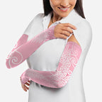Aotearoa Maori Koru Curves Arm Sleeves Silver Ferns - Rose Pink