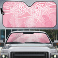 Aotearoa Maori Koru Curves Auto Sun Shade Silver Ferns - Rose Pink