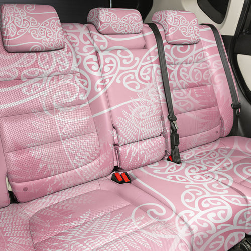 Aotearoa Maori Koru Curves Back Car Seat Cover Silver Ferns - Rose Pink