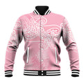 Aotearoa Maori Koru Curves Baseball Jacket Silver Ferns - Rose Pink