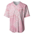 Aotearoa Maori Koru Curves Baseball Jersey Silver Ferns - Rose Pink
