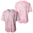 Aotearoa Maori Koru Curves Baseball Jersey Silver Ferns - Rose Pink