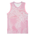 Aotearoa Maori Koru Curves Basketball Jersey Silver Ferns - Rose Pink